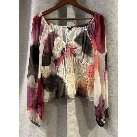 Express Tops - Express Flor Off The Shoulder Babydoll Top Size Large